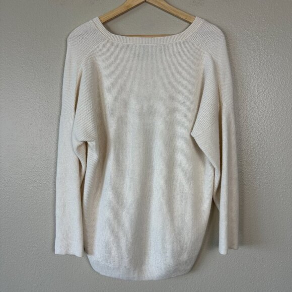 Madewell Asherton Waffle Henley Sweater Oversized Antique Cream Women's Medium - Picture 4 of 4